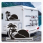 Preview: Wohnmobil Aufkleber Palme Sonnenuntergang WoMo Caravan Aufkleber Sticker WoMo123