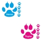 Preview: Hundepfote Name Aufkleber Autoaufkleber Hund Pfote Sticker  A1113