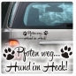 Preview: Pfoten weg... Hund im Heck Auto Aufkleber Autoaufkleber Sticker A2089