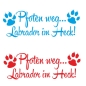 Preview: Pfoten weg... Labrador im Heck Auto Aufkleber Autoaufkleber Sticker A2098