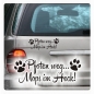 Preview: Pfoten weg... Mops im Heck Auto Aufkleber Autoaufkleber Pug Sticker A2058