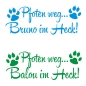 Preview: Pfoten weg... Name im Heck Auto Aufkleber Autoaufkleber Sticker Pfote A4019