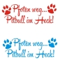 Preview: Pfoten weg..Pitbull im Heck Auto Aufkleber Hund Sticker Pfote Pfoten A4076