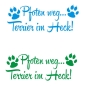 Preview: Pfoten weg... Terrier im Heck Auto Aufkleber Sticker Autoaufkleber Pfoten A4029