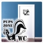 Preview: Pups Zone WC Tür Aufkleber Badezimmertür Toiletten Tür Aufkleber Wandtattoo T039