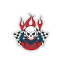 Preview: Auto Aufkleber Skull Race Flag Flames Rockabilly Sticker Digitaldruck DA025