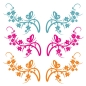 Preview: Auto Aufkleber Schmetterling Butterfly Ranke Blumen Sticker Hawaii 2er SET A140