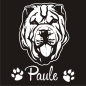 Preview: Hundeaufkleber Shar Pei Wunschname Hunde Aufkleber Sticker A276