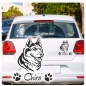 Preview: Hundeaufkleber Siberian Husky Name Autoaufkleber A345