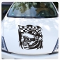 Preview: Monster Autoaufkleber Skull Racing Flag Flags Aufkleber Motorhaube Sticker A440