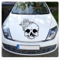 Preview: Motorhauben Aufkleber Skull Totenkopf Rose Rosen Autoaufkleber Sticker A633