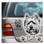 Preview: West Highland Terrier Autoaufkleber Auto Aufkleber Sticker Hund Pfoten A4192