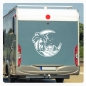 Preview: Mond Strand Berge Palmen Vögel Wohnmobil Aufkleber Wohnwagen Caravan Sticker WoMo491