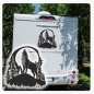 Preview: heulender Wolf Mond Wald Berge Wohnmobil Aufkleber Wohnwagen Caravan Wohnwagen Sticker WoMo421