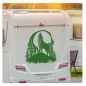 Preview: heulender Wolf Mond Wald Berge Wohnmobil Aufkleber Wohnwagen Caravan Wohnwagen Sticker WoMo421