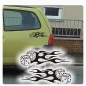 Preview: Flames Würfel Autoaufkleber Rockabilly Auto Aufkleber Dice Sticker 2er SET A032