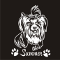 Preview: Hundeaufkleber Yorkshire Terrier Name Pfoten Auto Aufkleber Sticker A249