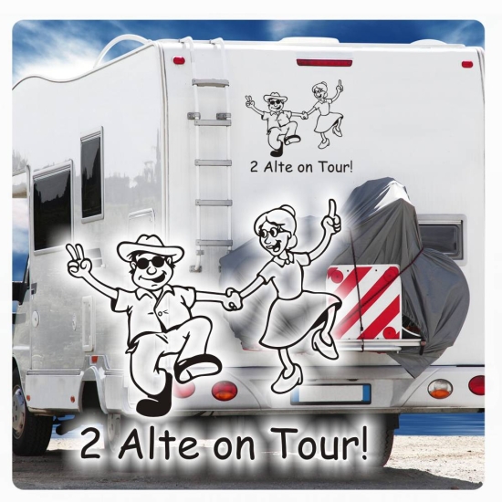 2 Alte on Tour Caravan Aufkleber Wohnwagen Wohnmobil Sticker WoMo0313