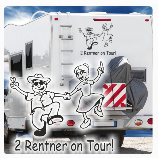 2 Rentner on Tour Caravan Aufkleber Wohnwagen Wohnmobil Sticker WoMo402