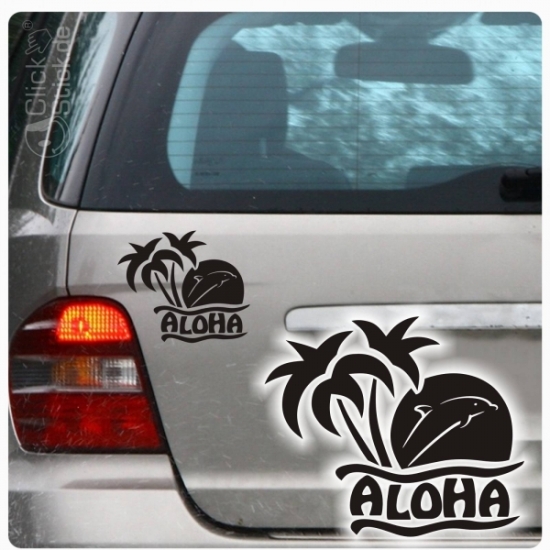 Autoaufkleber Aloha Palmen Delfin Delphin Auto Aufkleber Hawaii A1238