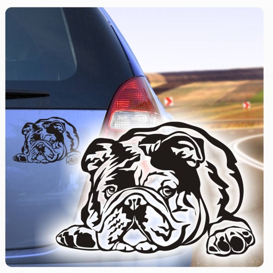 Autoaufkleber Englische Bulldogge clickstick Aufkleber Sticker Hund A1716