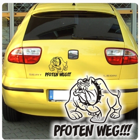 Bulldogge Comic Autoaufkleber Pfoten weg!!!  Auto Aufkleber Sticker A454