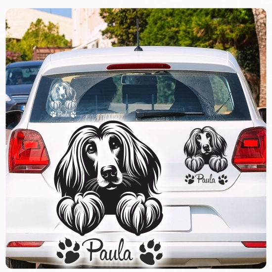 Afghane Autoaufkleber Auto Aufkleber Sticker Hund Pfoten A4242