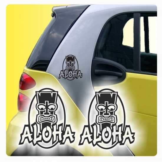 Aloha Freaki Tiki Hawaii Auto Aufkleber Hibiskus Sticker 2er SET A202