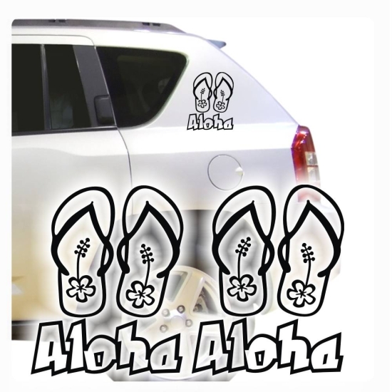 Aloha Hawaii Sandalen Auto Aufkleber 2er Set Sticker Autoaufkleber A094