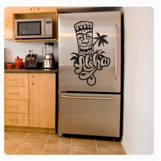 Palme Tiki Aloha Hawaii Kühlschrank Aufkleber Wandtattoo Küche K024