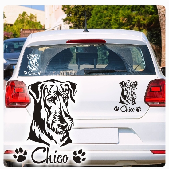 Airedale Terrier Name Auto Aufkleber Autoaufkleber Hund  Sticker Aufkleber A261