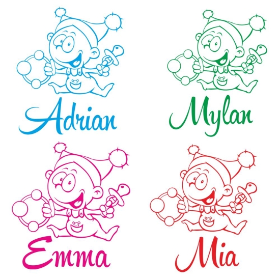 Türaufkleber Baby Schnuller Schmetterlinge Name Wandtattoo Tür Aufkleber T800