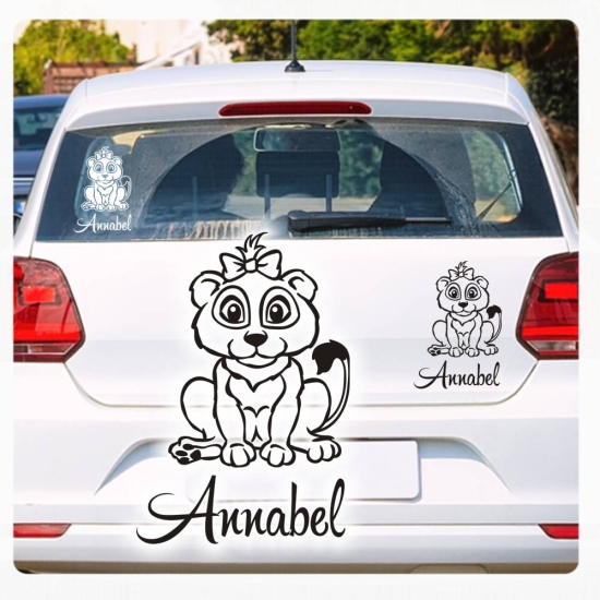 Löwe Löwenbaby Baby Name Auto Aufkleber Autoaufkleber Sticker AB009