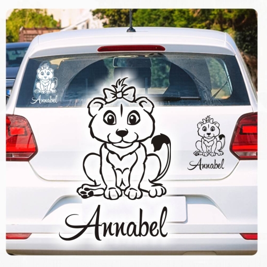 Löwe Löwenbaby Baby Name Auto Aufkleber Autoaufkleber Sticker AB010