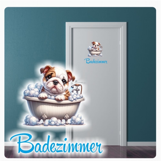 Türaufkleber Badezimmer Englische Bulldogge Digitaldruck Wandtattoo Türtattoo DT617