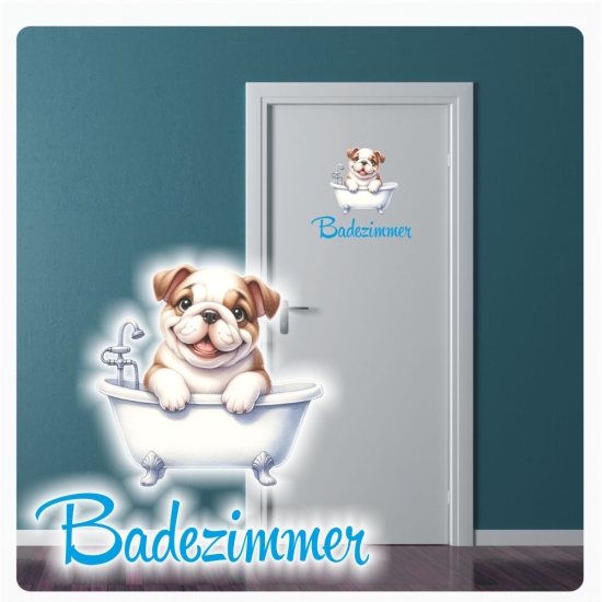Türaufkleber Badezimmer Englische Bulldogge Digitaldruck Wandtattoo Türtattoo DT618