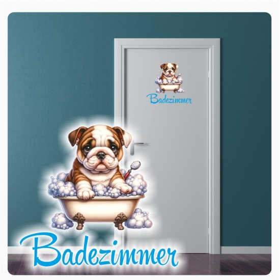 Türaufkleber Badezimmer Englische Bulldogge Digitaldruck Wandtattoo Türtattoo DT619