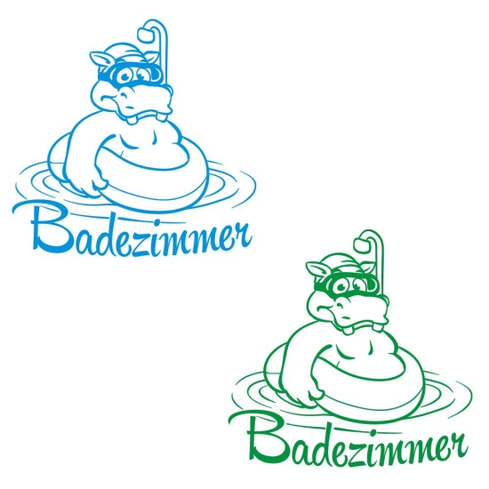 Tür Aufkleber Badezimmer Hippo Schwimmring Wandtattoo Aufkleber Sticker WC T801