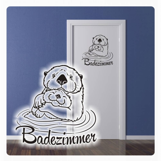 Tür Aufkleber Badezimmer Seeotter Wandtattoo Aufkleber Sticker WC T854