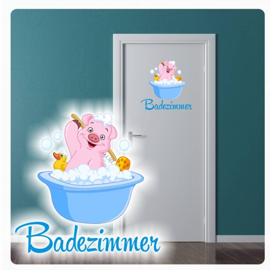 Türaufkleber Badezimmer Schweinchen Ente Digitaldruck Wandtattoo Türtattoo DT061