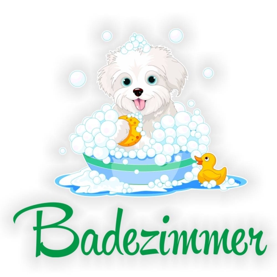 Türaufkleber Badezimmer Hund Ente Digitaldruck Wandtattoo Türtattoo DT072