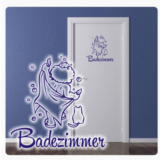 Badezimmer Katze Duschen Handtuch Wandtattoo Türaufkleber BAD T134