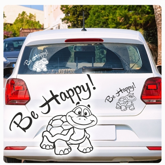 Autoaufkleber Turtle Schildkröte Be Happy! Aufkleber Sticker A1179