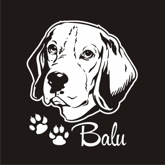 Beagle Name Auto Aufkleber Sticker Pfoten Hund A101