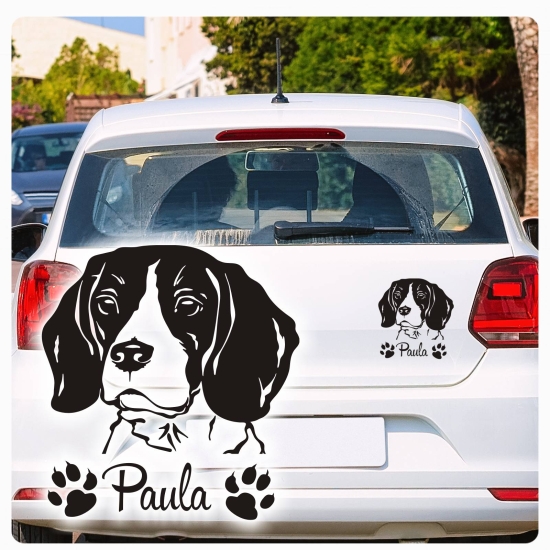 Auto Aufkleber Beagle Autoaufkleber Hund Pfoten clickstick A1732