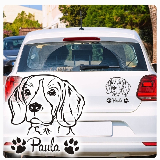 Auto Aufkleber Beagle Autoaufkleber Hund Pfoten clickstick A1733