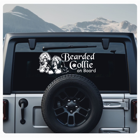 Auto Aufkleber Bearded Collie on Board Autoaufkleber Sticker A3026