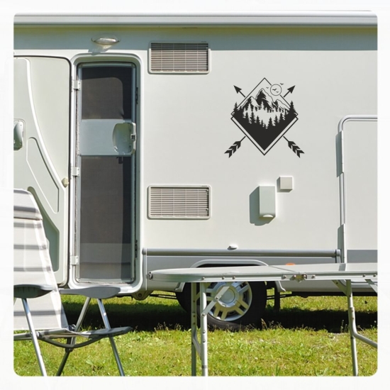 Wald Berge Camping Outdoor Abenteuer Wohnmobil Aufkleber Wohnwagen Caravan Wohnwagen Sticker WoMo424