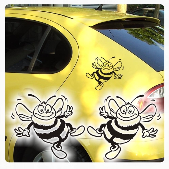 2er SET Autoaufkleber lustige Biene Bienen Aufkleber Auto A1807