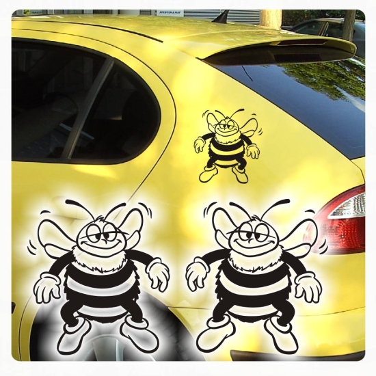 2er SET Autoaufkleber lustige Biene Bienen Aufkleber Auto A1811